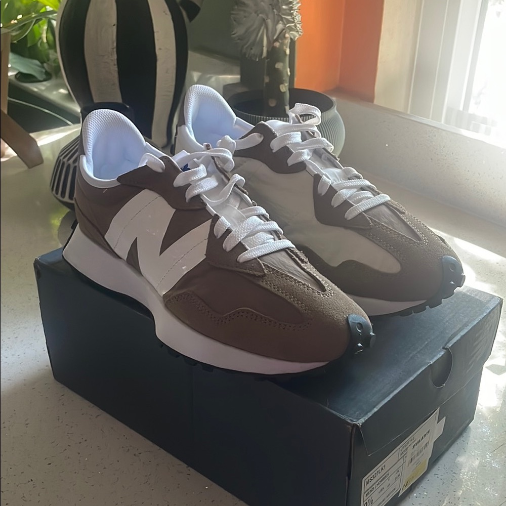 New Balance Brown and White Classic Sneakers